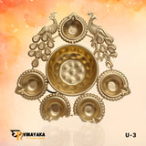 U-3 Peacock Diya Urli - 8 inch